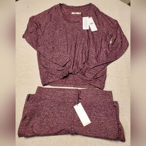 UGG Front Twist Knot Knit Fallon 2PC Lounge Pajama Top and Pants Set Size S